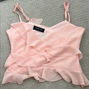 White Fox Boutique Pink Ruffle Top